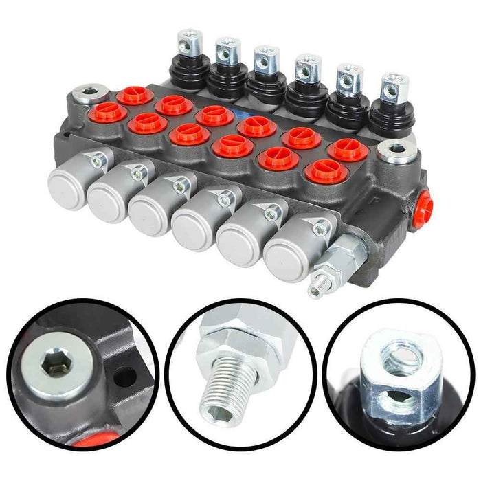 DURAFORCE 11GPM 6 Spool Hydraulic Directional Control Valve Adjustable 3600PSI