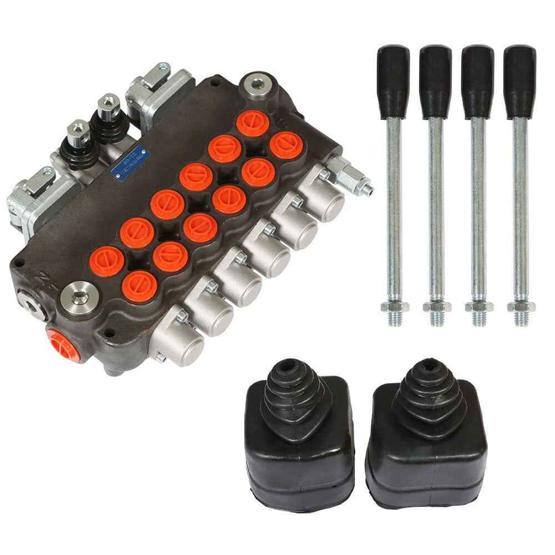 DURAFORCE 6 Spool Hydraulic Backhoe Directional Control Valve 2 Joysticks 21 GPM