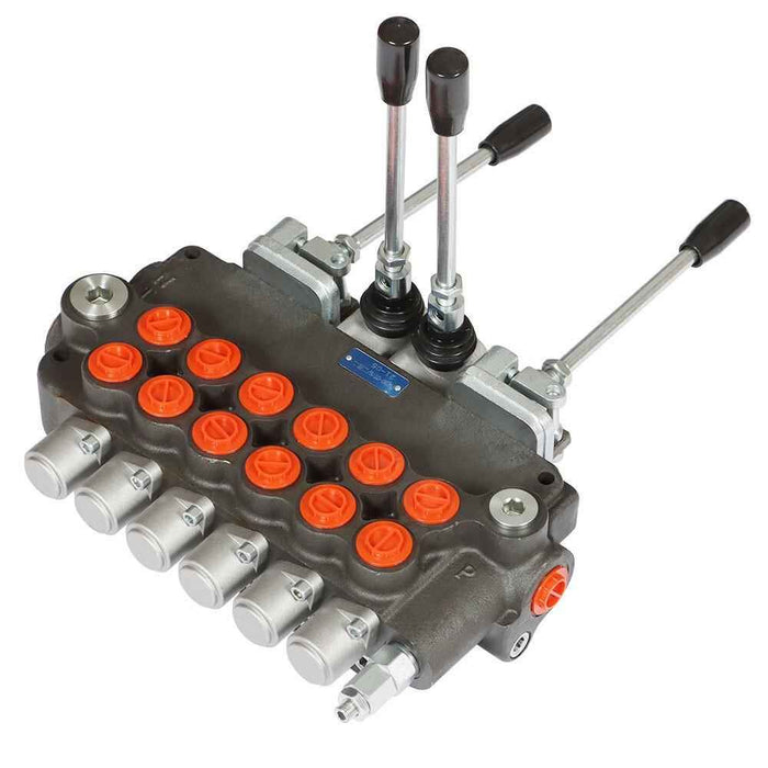 DURAFORCE 6 Spool Hydraulic Backhoe Directional Control Valve 2 Joysticks 21 GPM