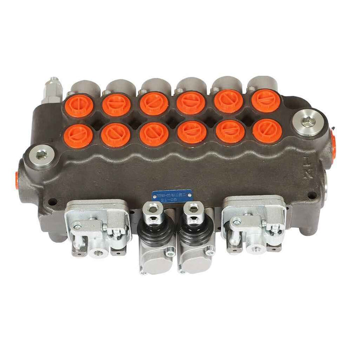 DURAFORCE 6 Spool Hydraulic Backhoe Directional Control Valve 2 Joysticks 21 GPM