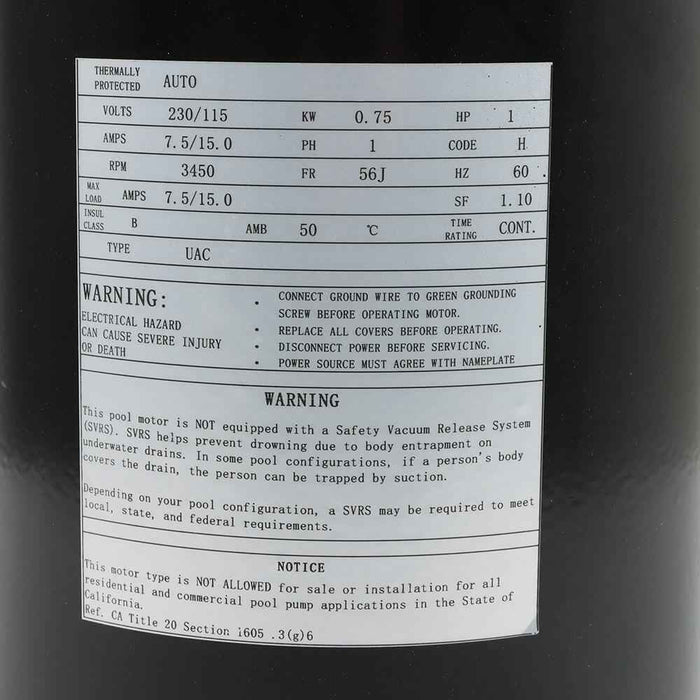 DURAFORCE Swimming Pool Pump Motor and Seal Kit SP2607X10 UST1102 for Super Pump