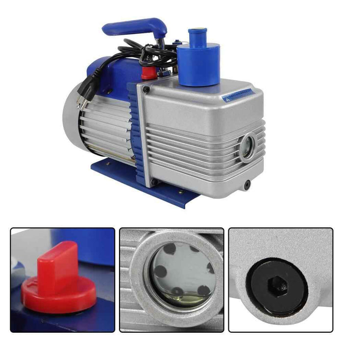 DURAFORCE 110V 9.6 CFM Single-Stage Rotary Vane HVAC 1 HP Air Vacuum Pump with Oil Bottle