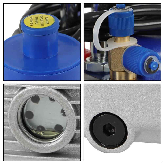 DURAFORCE 110V 9.6 CFM Single-Stage Rotary Vane HVAC 1 HP Air Vacuum Pump with Oil Bottle