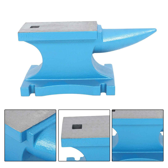 DURAFORCE 99 lb Single Horn Blacksmith Anvil Cast-Iron 45kg Heat Treated Long Round Horn