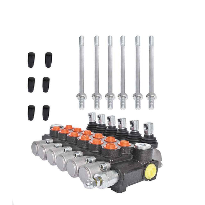 DURAFORCE High Quality 6Spool 13GPM Hydraulic Control Valve Double Acting 3600PSI SAE Port