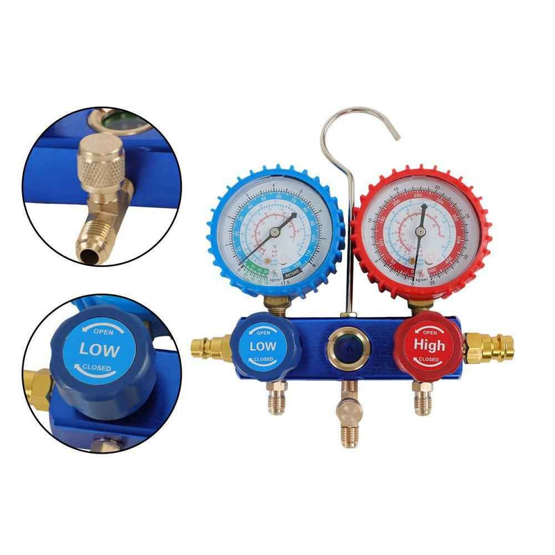 DURAFORCE 4CFM 1/3HP Air Vacuum Pump Gauge Rotary Vane HVAC A/C Refrigeration Kit