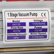 DURAFORCE 4CFM 1/3HP Air Vacuum Pump Gauge Rotary Vane HVAC A/C Refrigeration Kit