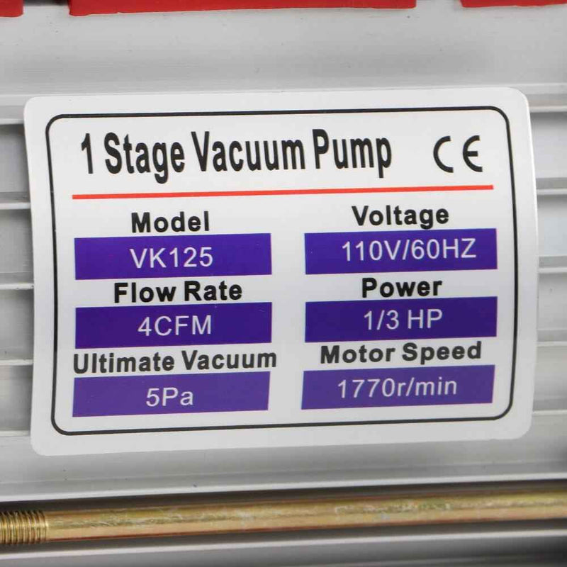 DURAFORCE 4CFM 1/3HP Air Vacuum Pump Gauge Rotary Vane HVAC A/C Refrigeration Kit