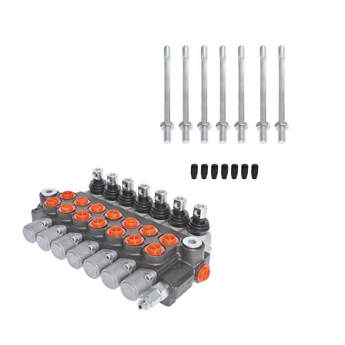 DURAFORCE 11GPM Hydraulic Monoblock Double Acting Control Valve SAE Ports 7 Spool