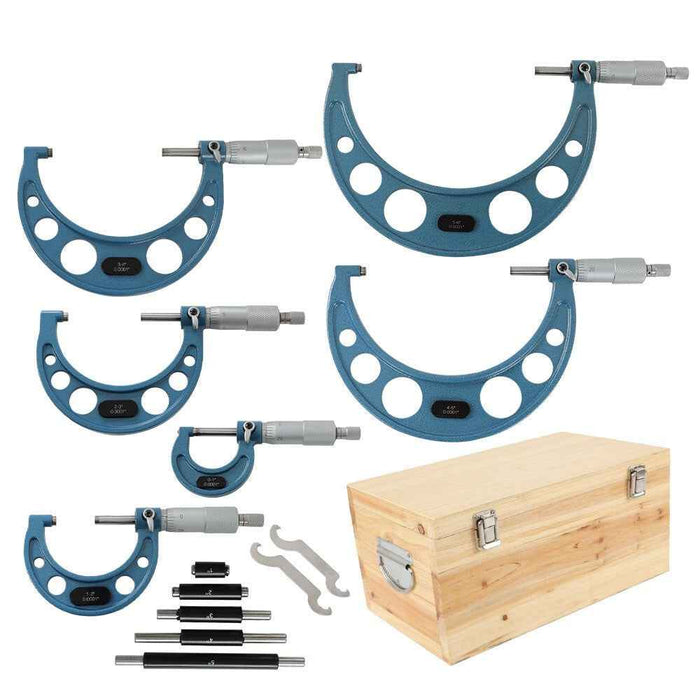 DURAFORCE 0-6" Precision Outside Micrometer Set 0.0001" Carbide Standards 6Pcs