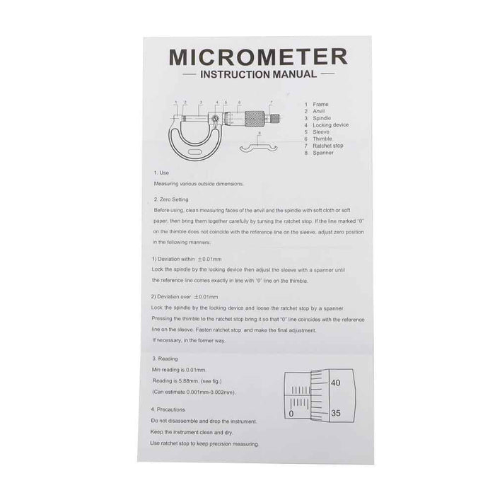 DURAFORCE 0-6" Precision Outside Micrometer Set 0.0001" Carbide Standards 6Pcs