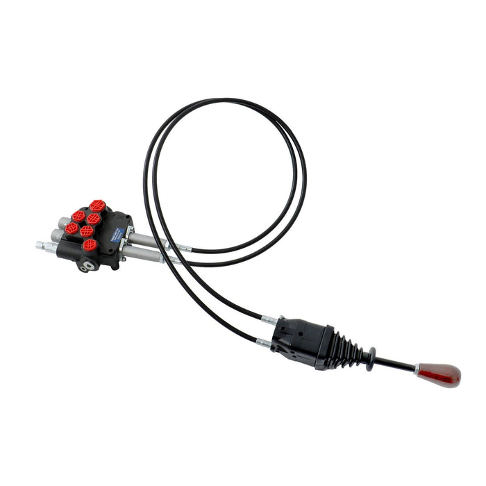 DURAFORCE P80 Remote Control Valve Kit: 2 Spool Valve 21GPM + Cables 25MPa + Joystick