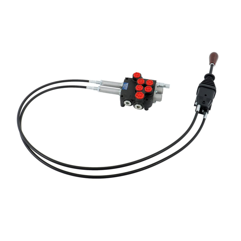DURAFORCE P80 Remote Control Valve Kit: 2 Spool Valve 21GPM + Cables 25MPa + Joystick