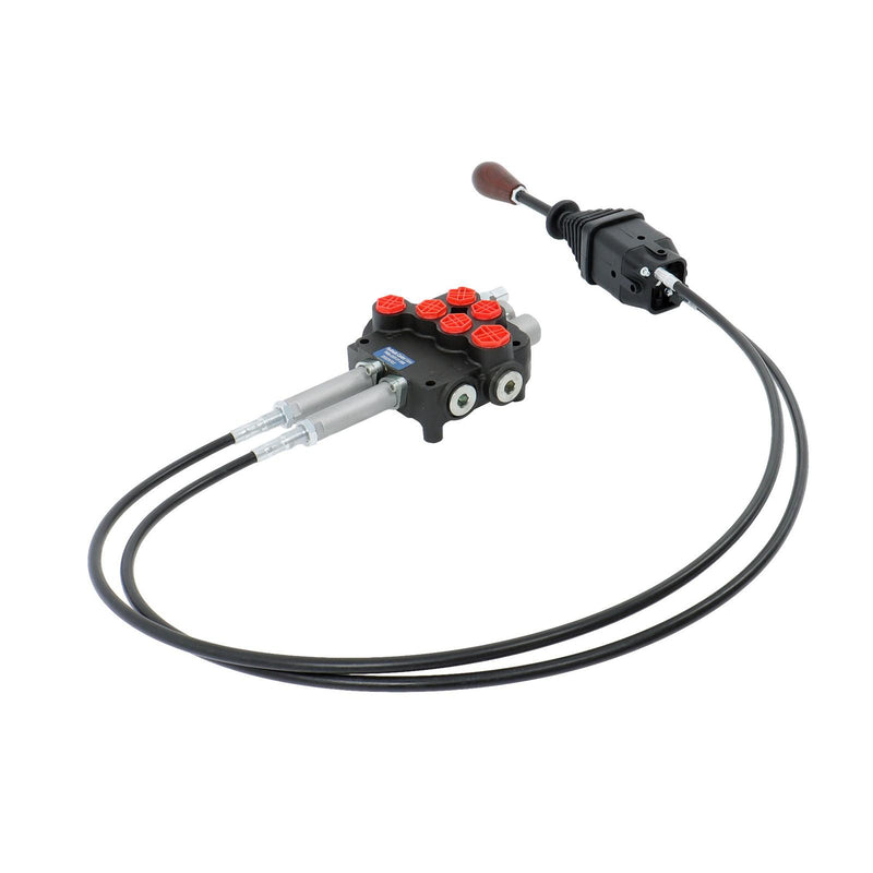 DURAFORCE P80 Remote Control Valve Kit: 2 Spool Valve 21GPM + Cables 25MPa + Joystick