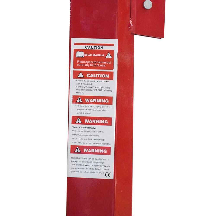 DURAFORCE 16 Ft Drywall Rolling Lifter Panel Hoist Jack Lifter w/ Lockable Wheels