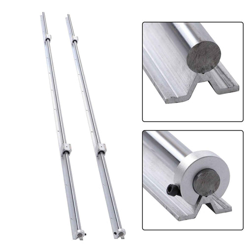 DURAFORCE Linear Rails 2Pcs SBR20-2200mm & 4× SBR20UU Bearing Blocks & 4× Fixing Rings