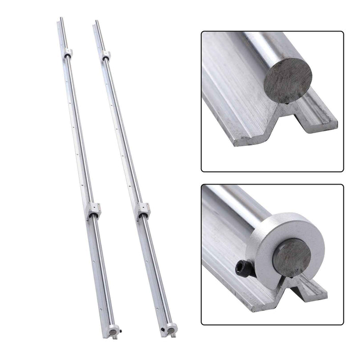 DURAFORCE Linear Rails 2Pcs SBR20-2200mm & 4× SBR20UU Bearing Blocks & 4× Fixing Rings