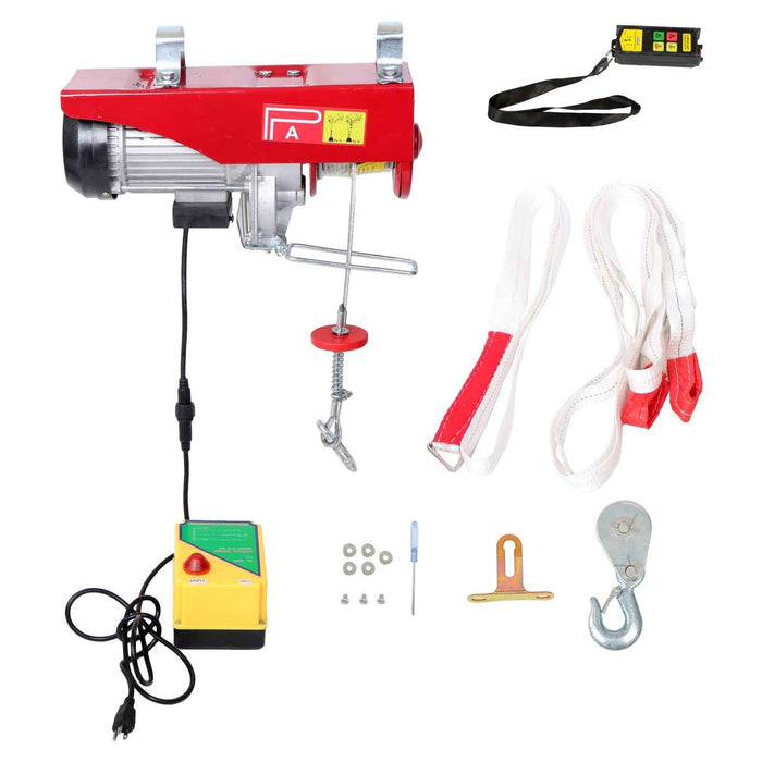 DURAFORCE 1600W Mini Electric Hoist 2200lbs Crane Winch with Wireless Remote Control 110V
