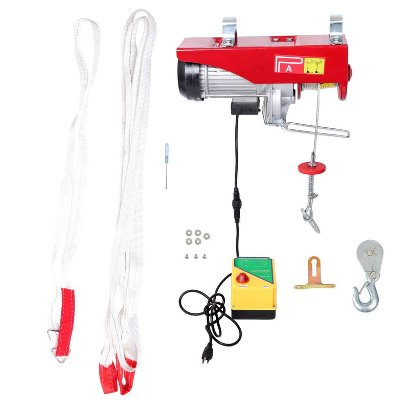 DURAFORCE 1600W Mini Electric Hoist 2200lbs Crane Winch with Wireless Remote Control 110V