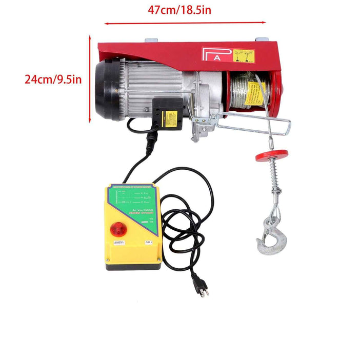 DURAFORCE 1600W Mini Electric Hoist 2200lbs Crane Winch with Wireless Remote Control 110V