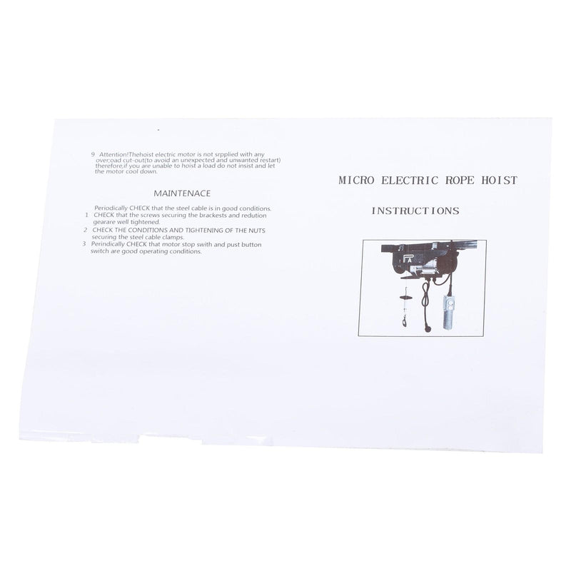 DURAFORCE 1600W Mini Electric Hoist 2200lbs Crane Winch with Wireless Remote Control 110V