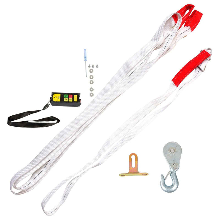 DURAFORCE 1600W Mini Electric Hoist 2200lbs Crane Winch with Wireless Remote Control 110V