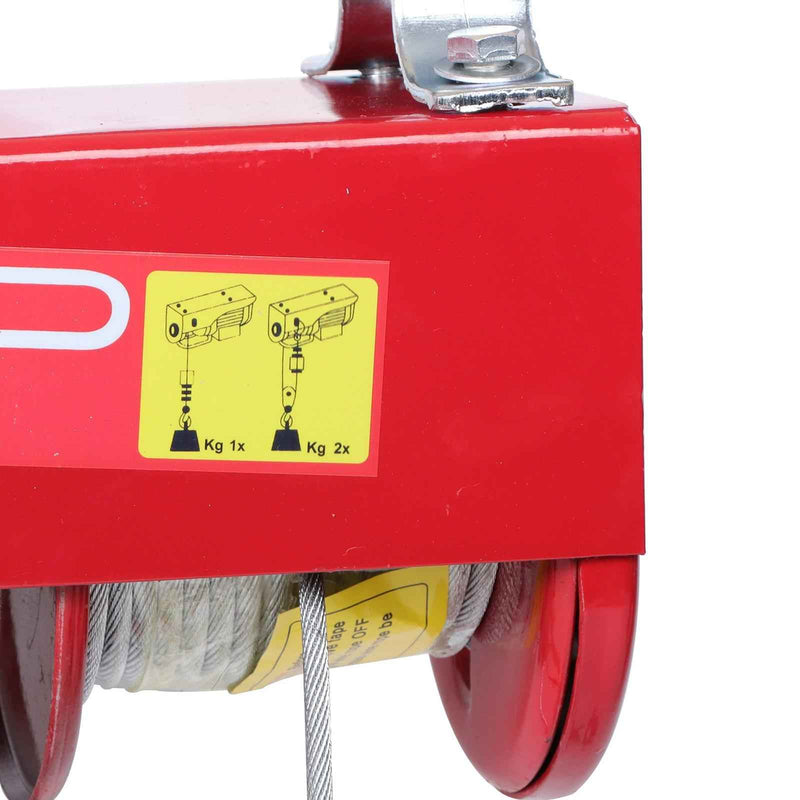 DURAFORCE 1600W Mini Electric Hoist 2200lbs Crane Winch with Wireless Remote Control 110V