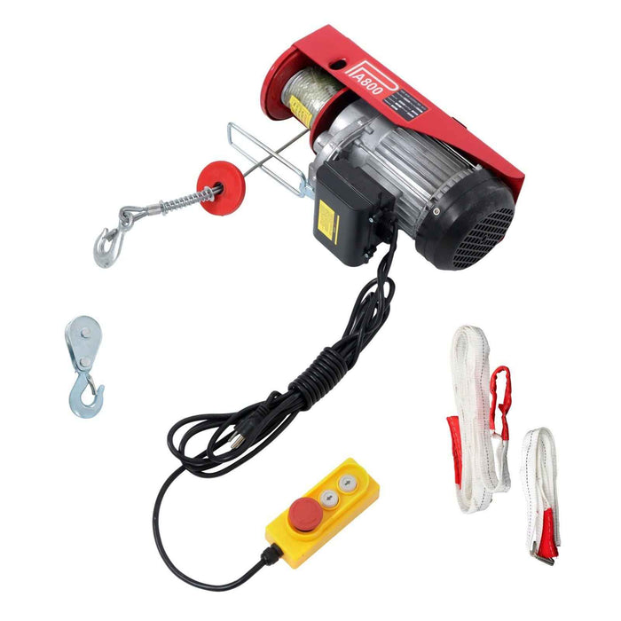 DURAFORCE 1350W Mini Electric Hoist 1760lbs Crane Winch with Wired Remote Control 110V