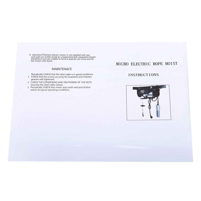 DURAFORCE Mini Electric Hoist 2200LBS With Wire Remote Control&Single/Double Slings