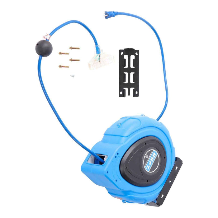 DURAFORCE New 65FT Retractable Extension Cord Reel Power Cord Reel 12AWG/3C SJTOW