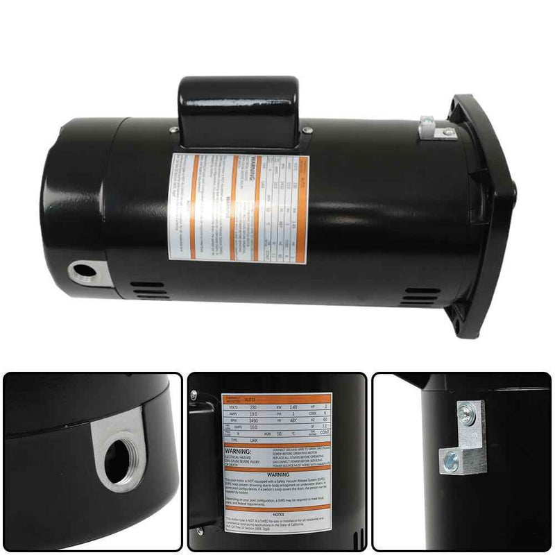 DURAFORCE USQ1202 Square Flange Pool Motor 2 HP 3450 RPM 48Y Frame