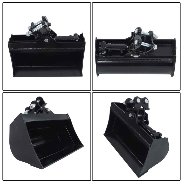 DURAFORCE Tilting Bucket Attachment 600mm for Mini Excavator Bucket with oil pipe + pins