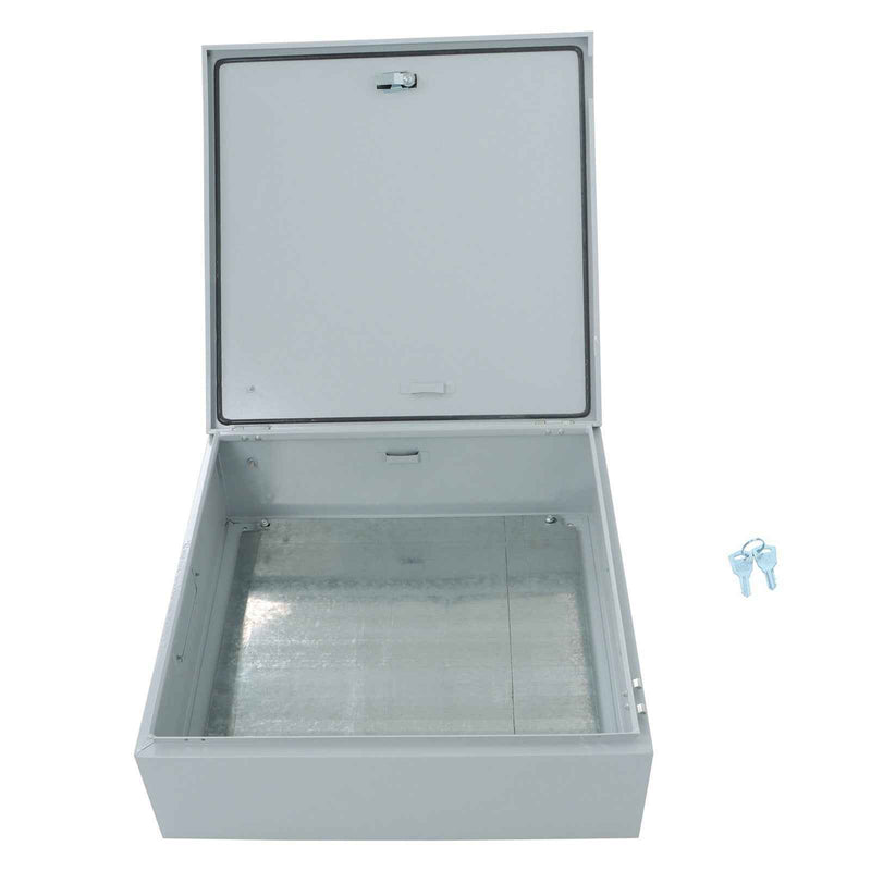 DURAFORCE Outdoor Steel Enclosure, 24 × 24 × 8'' NEMA 4X Electrical Box, Waterproof IP56
