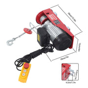 DURAFORCE 110V Electric Hoist 880lbs Crane Winch with Wired Remote Control 850W