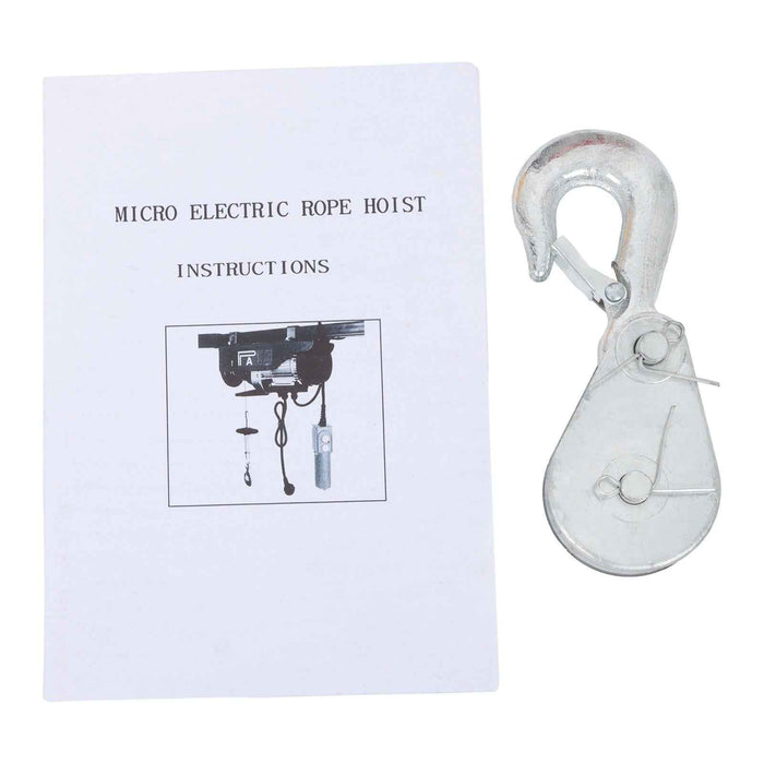 DURAFORCE 110V Electric Hoist 880lbs Crane Winch with Wired Remote Control 850W