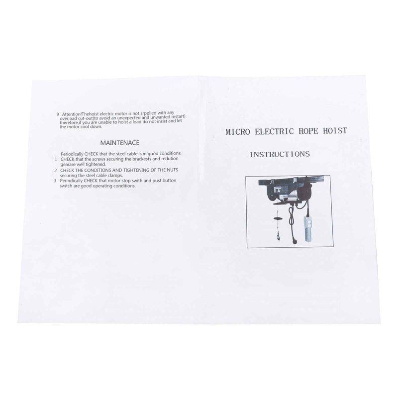 DURAFORCE 110V Mini Electric Hoist PA600 1320lbs & Wireless Remote Control Height 20-40ft