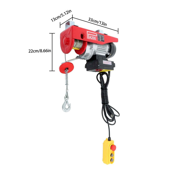 DURAFORCE Electric Hoist 440lbs with Wireless Remote Control,14ft Wired Remote Control