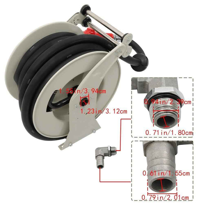 DURAFORCE High Quality Hand Powered 1" × 50 Feet 1 × Fuel Hose Reel With Fueling Nozzle