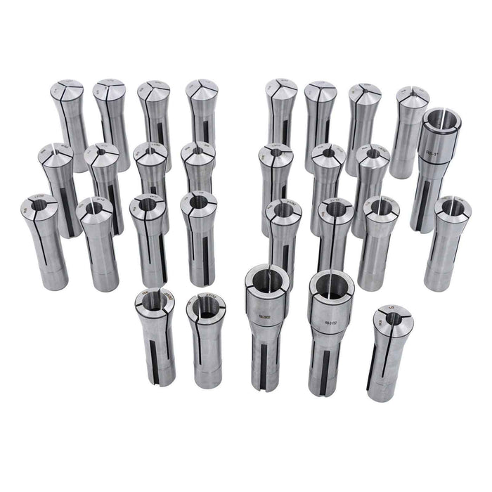 DURAFORCE New 29Pcs 1/32" - 1" R8 Collet Set for Bridgeport with 48 slot R8 Collet Rack