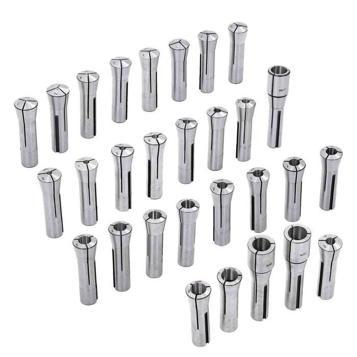 DURAFORCE New 29Pcs 1/32" - 1" R8 Collet Set for Bridgeport with 48 slot R8 Collet Rack