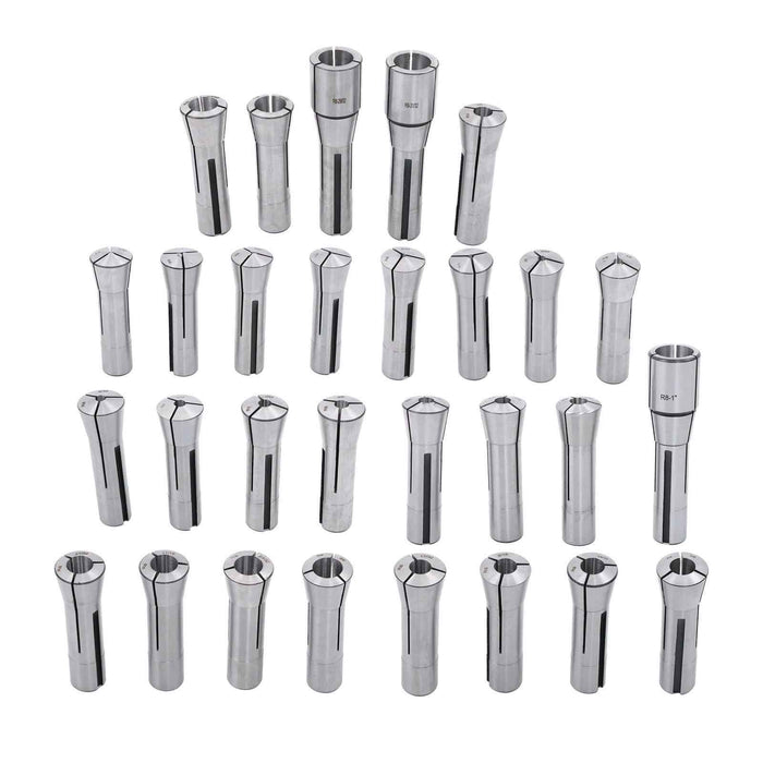 DURAFORCE New 29Pcs 1/32" - 1" R8 Collet Set for Bridgeport with 48 slot R8 Collet Rack