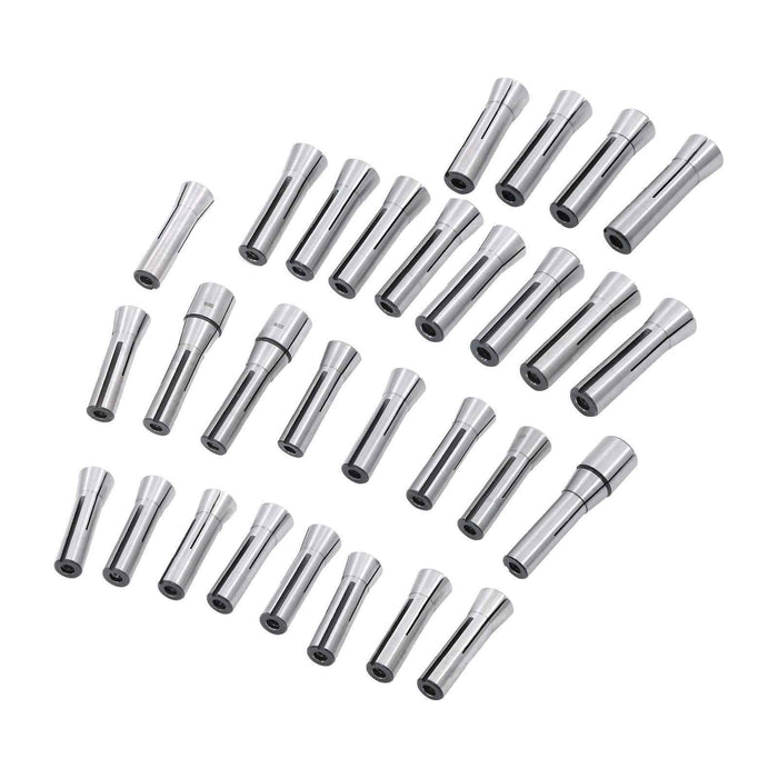 DURAFORCE New 29Pcs 1/32" - 1" R8 Collet Set for Bridgeport with 48 slot R8 Collet Rack