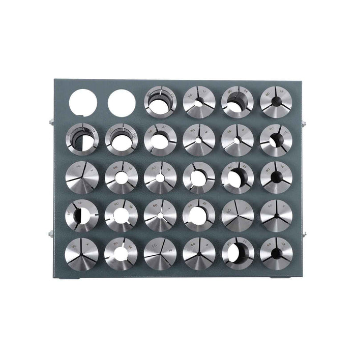 DURAFORCE New Precision Metric 5-C Collet Set 28 Pack with Rack 1mm TO 28mm 5C
