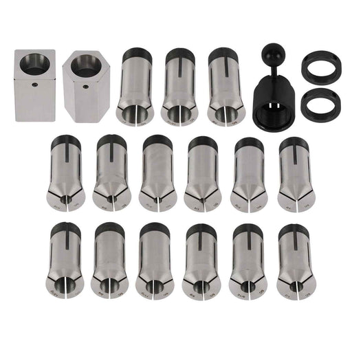DURAFORCE New 15Pcs 1/8 - 1" Precision 5C Fractional Collet Set & 5Pcs Collet Block Set