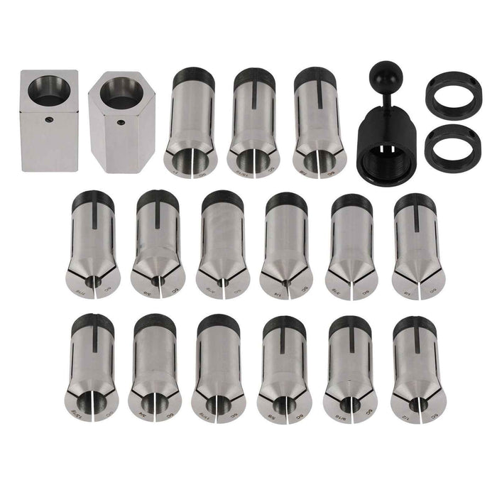 DURAFORCE New 15Pcs 1/8 - 1" Precision 5C Fractional Collet Set & 5Pcs Collet Block Set