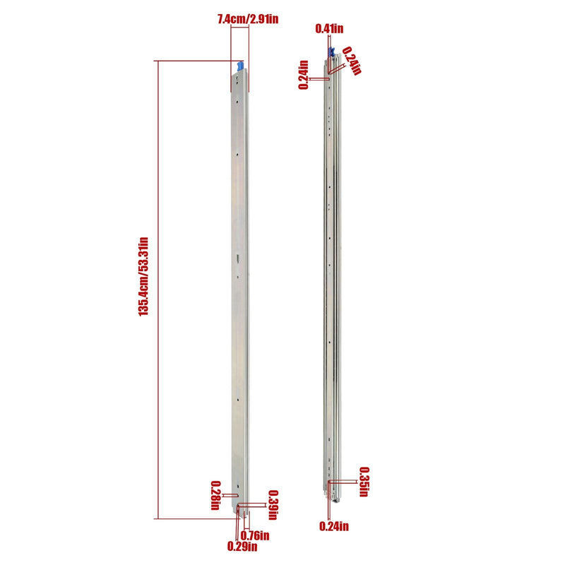 DURAFORCE 1 Pair Locking Drawer Slides 52 Inch Lock & Full Extension 500 lbs Load Capacity