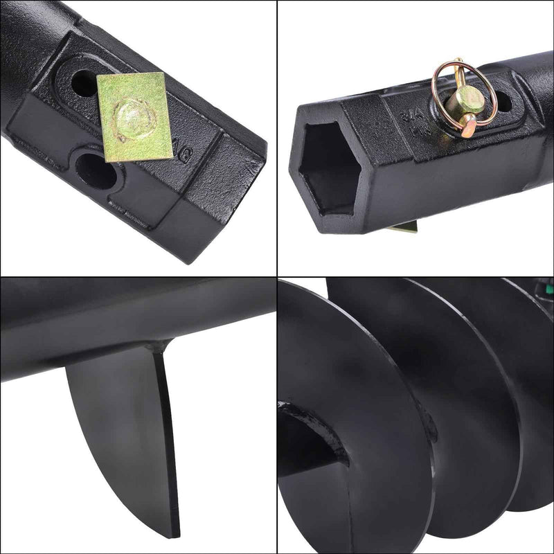 DURAFORCE 12" x 48" Auger Bit 2" Hex Post Hole Digger Attachment For mini Excavator