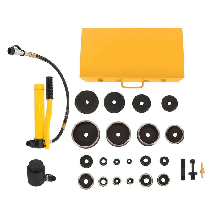 DURAFORCE 15T 1/2 Inch to 4 Inch Hydraulic Knockout Punch Driver Tool Kit with 10 Dies