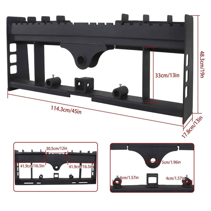 DURAFORCE High Quality Skid Steer Pallet Fork Frame With Spear Sleeves & Receiver Hitch