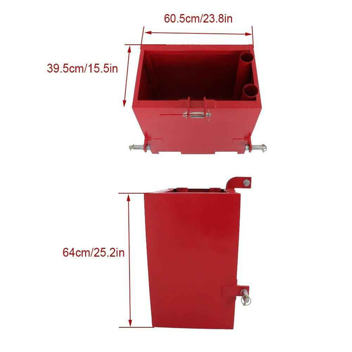 DURAFORCE 3 Point Heavy Duty Steel Hitch Ballast Box Tractor W/ Quick Hitch Receiver 2''